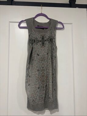 All Saints Gray Patterned Sleeveless Shift Dress